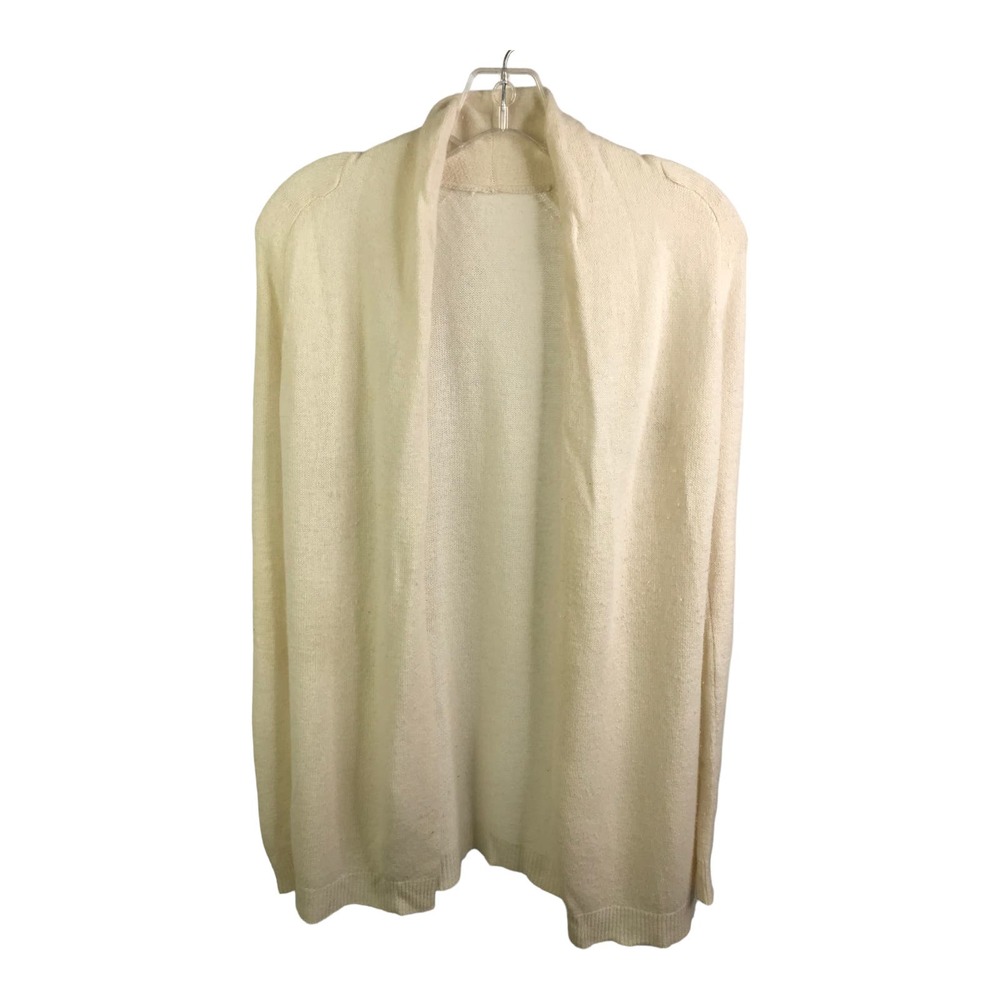 Theory Women's Cardigan Sweater Open‎ Front Cream White Cashmere Long Sleeve XS